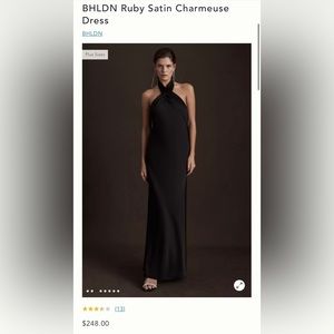BHLDN black ruby satin charmeuse halter dress. Worn once. Excellent condition.